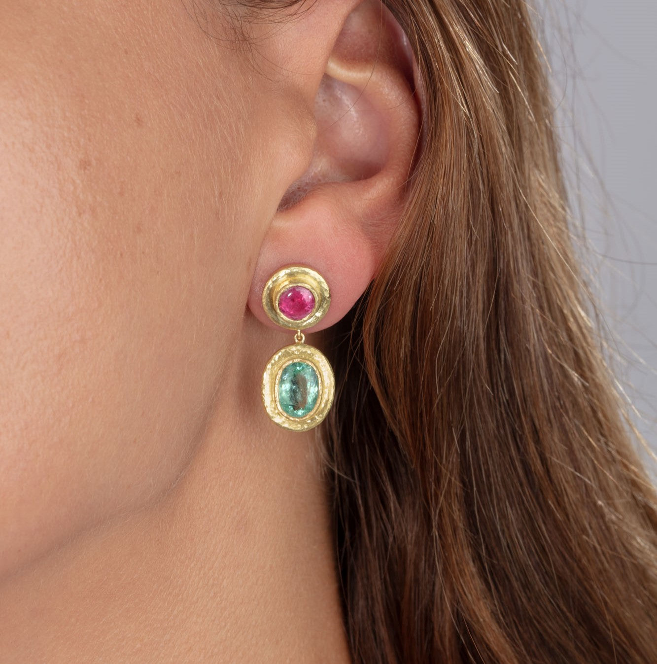 Ruby and Paraiba Tourmaline Drop Earrings