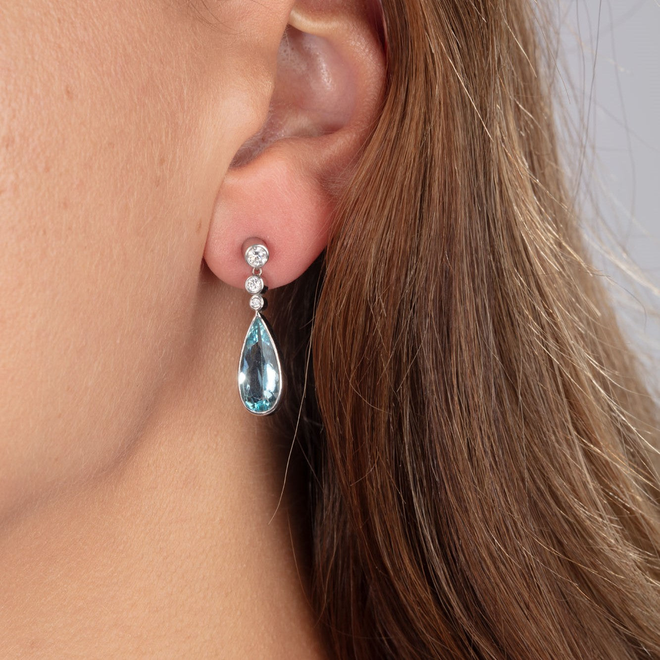 Diamond & Pear Shaped Aquamarine Drops