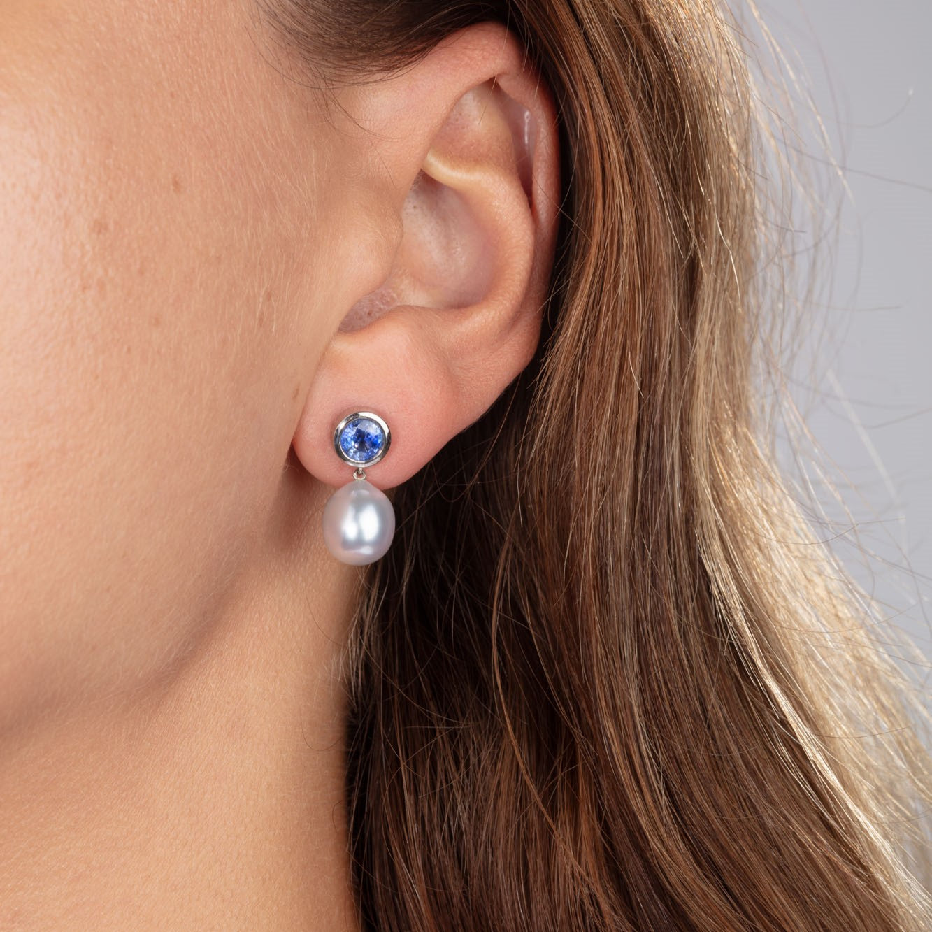 Sapphire & South Sea Pearl Drop Earrings