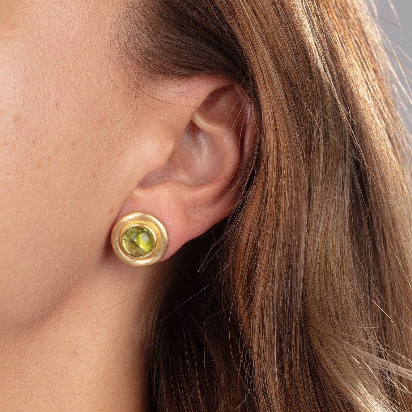 Peridot Cabochon Stud Earrings