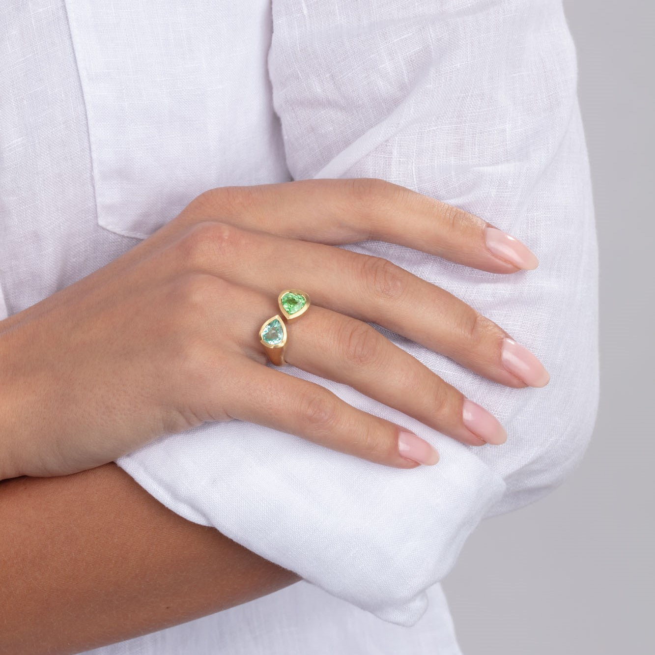 Paraiba Tourmaline Cross Over Ring