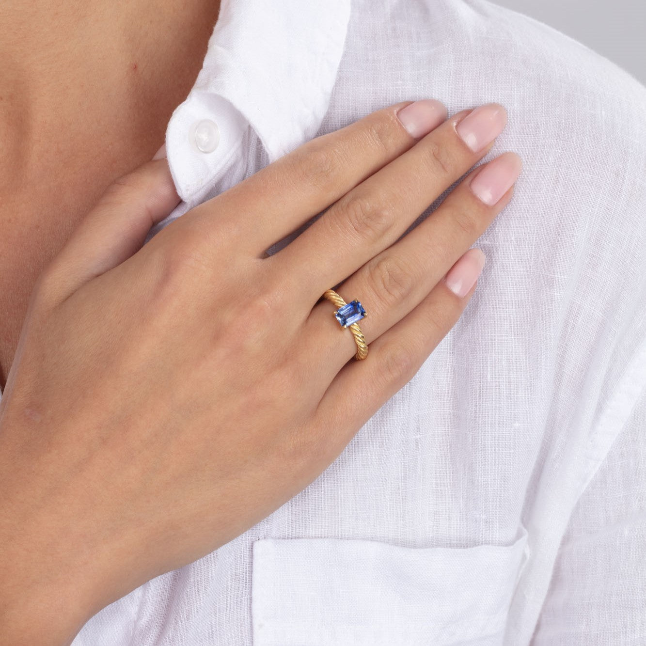 Blue Sapphire Twist Ring