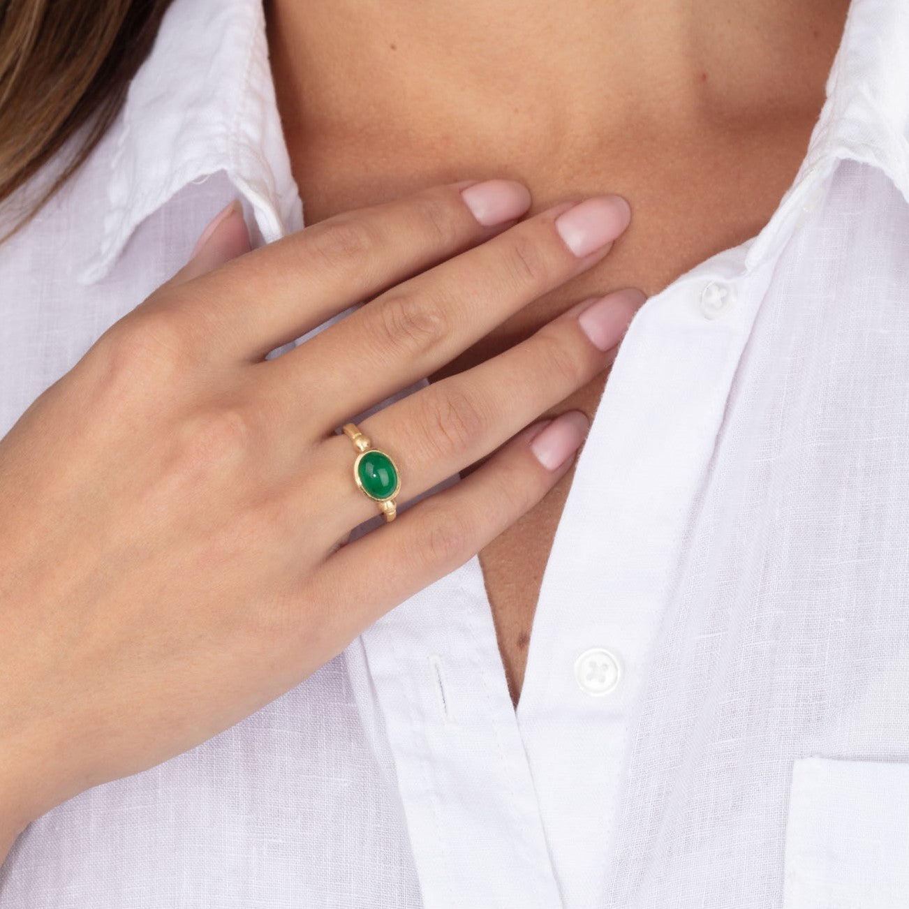 Emerald Cabochon Ring