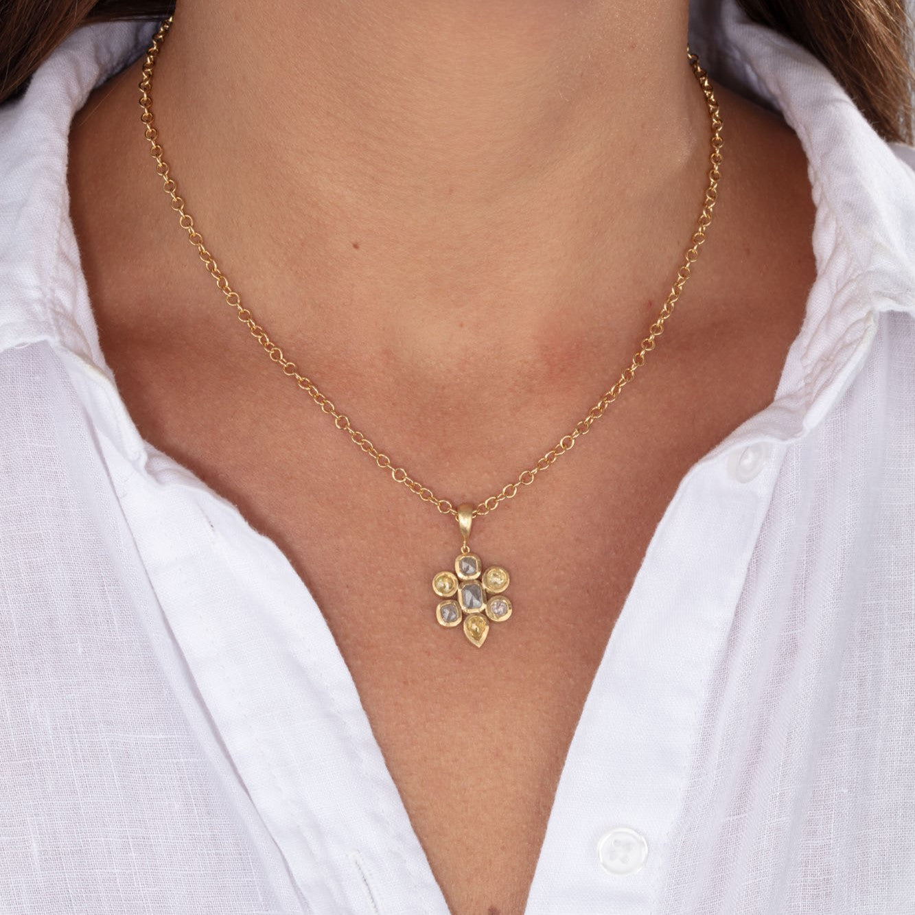 Rose Cut Diamond Cluster Pendant