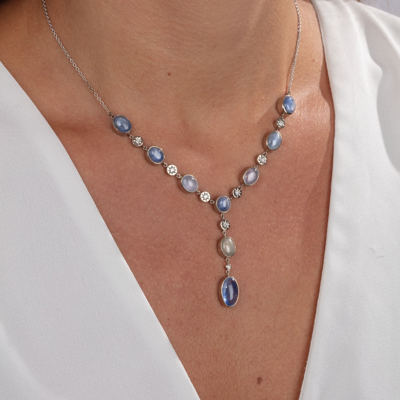 Star Sapphire & Diamond Necklace