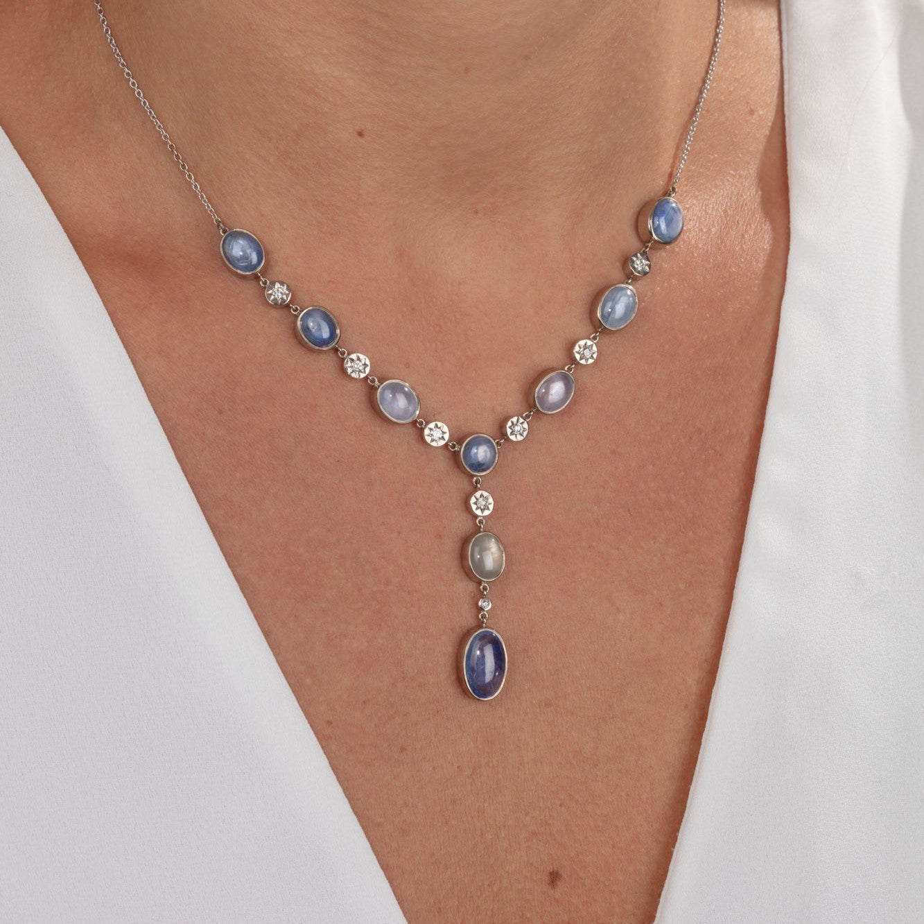 Star Sapphire & Diamond Necklace