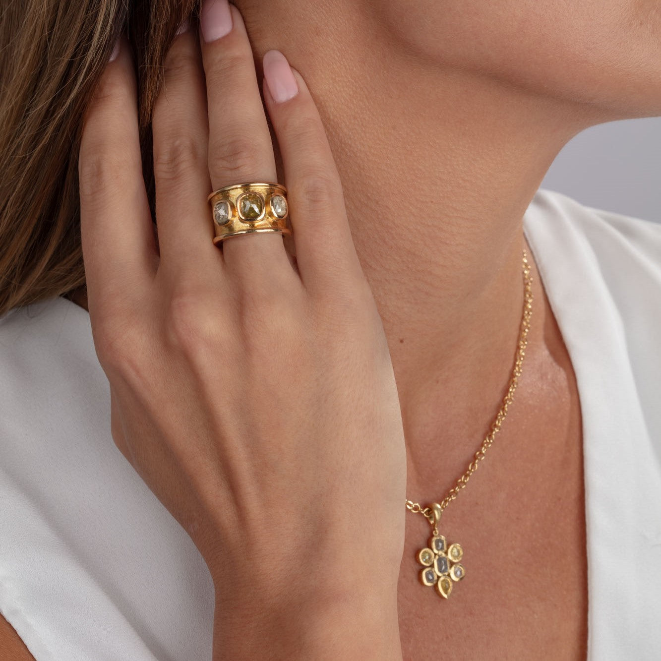 Rose Cut Diamond Cluster Pendant