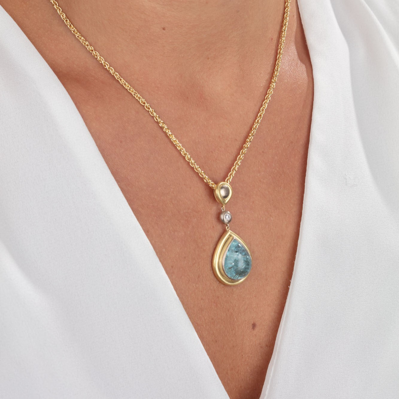 Large Pear-Shaped Cabochon Paraiba Tourmaline Pendant