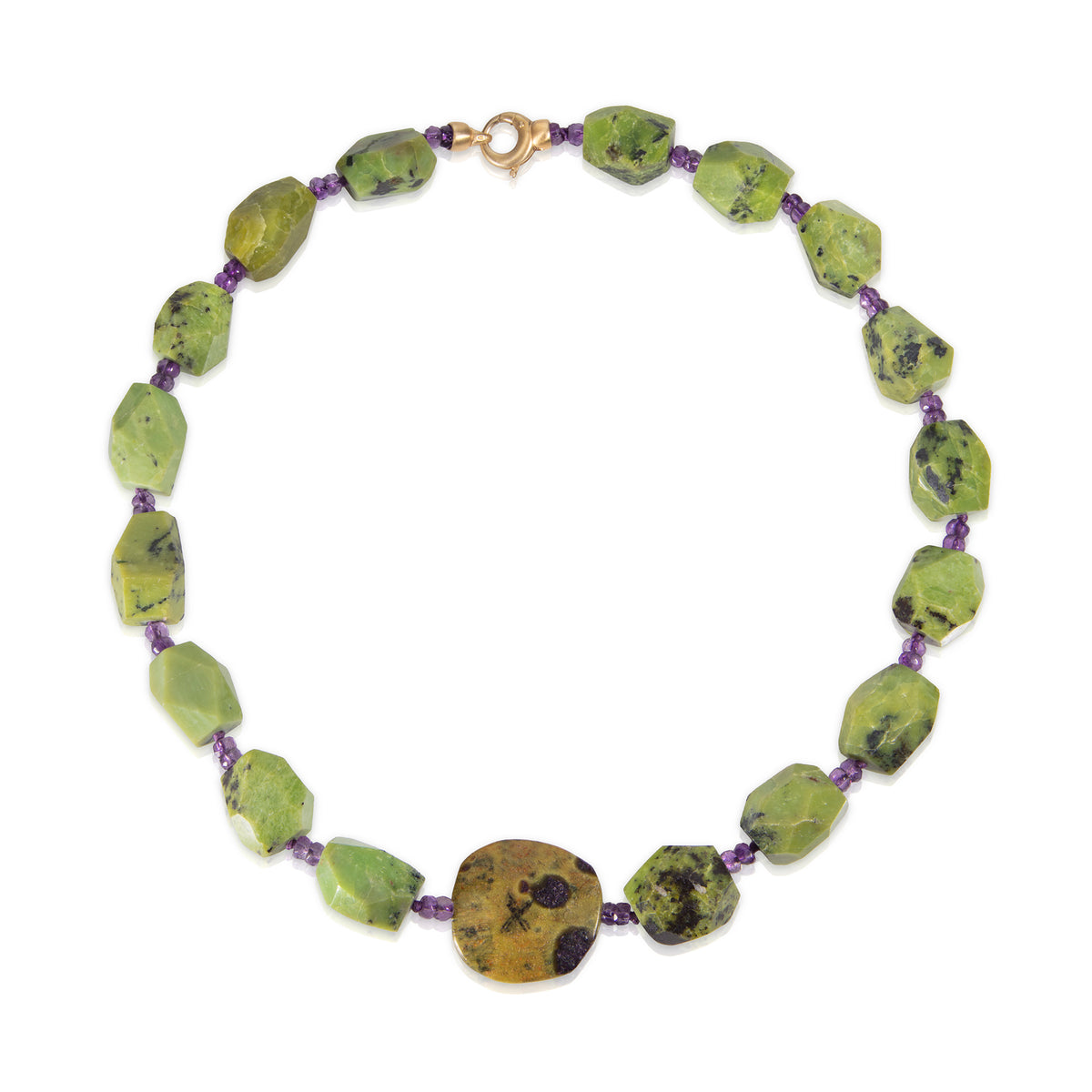 Serpentine Nugget Bead Necklace