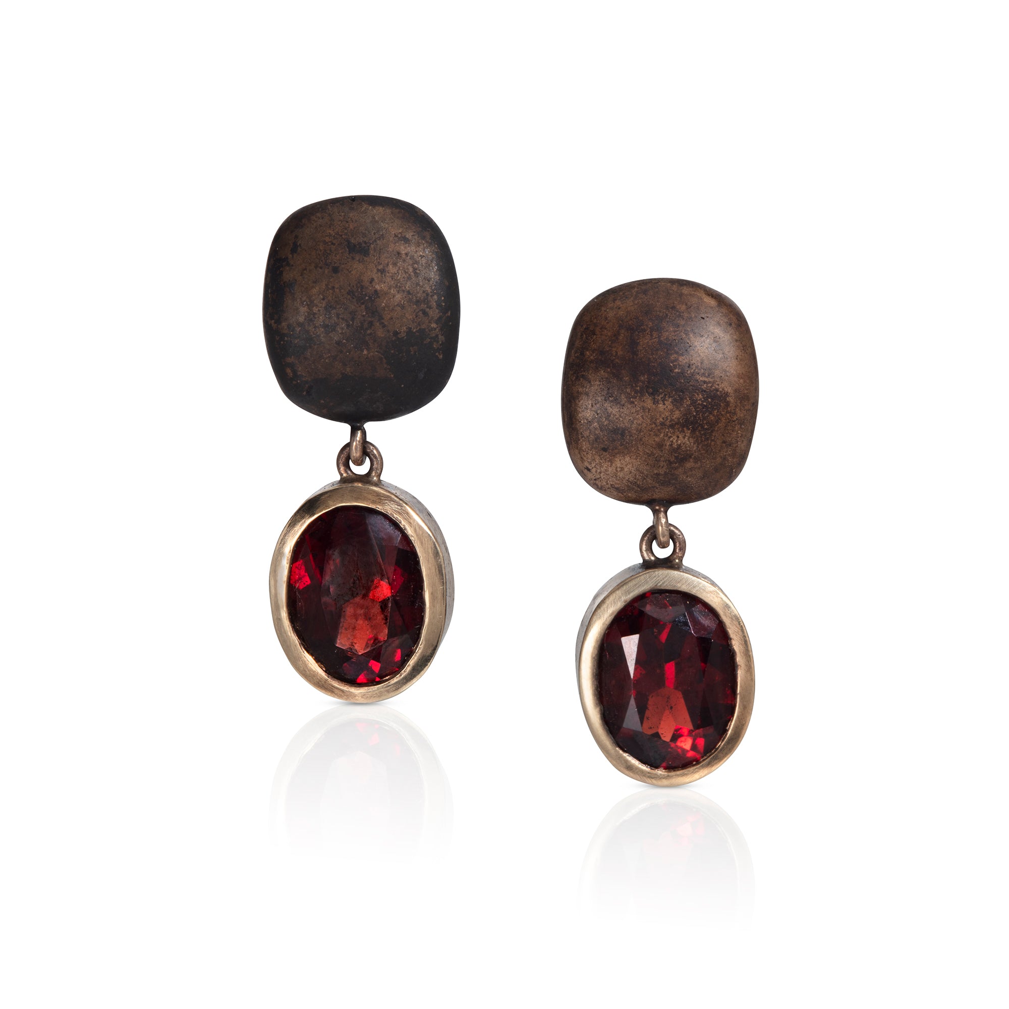 Bronze Garnet Drop Earrings