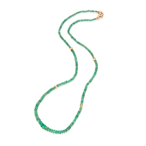 Small Emerald and Gold Bead Necklace