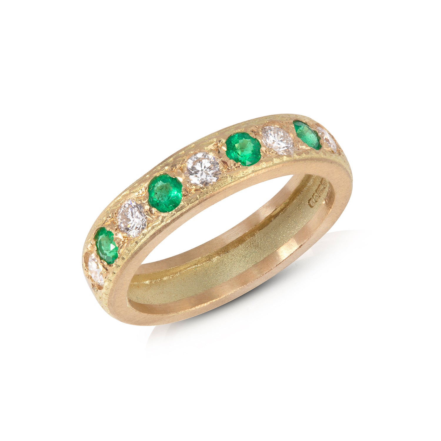 Emerald and Diamond Half Eternity Ring