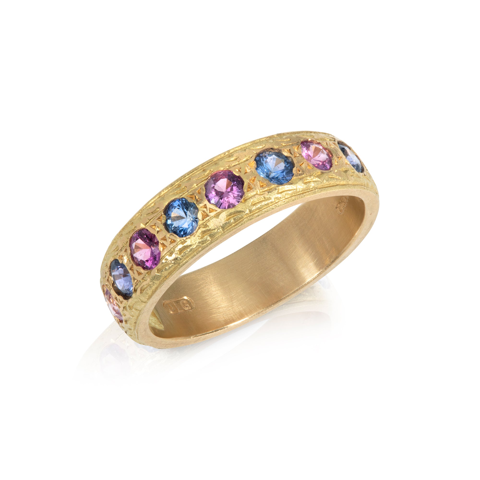 Blue and Purple Sapphire Half Eternity Ring