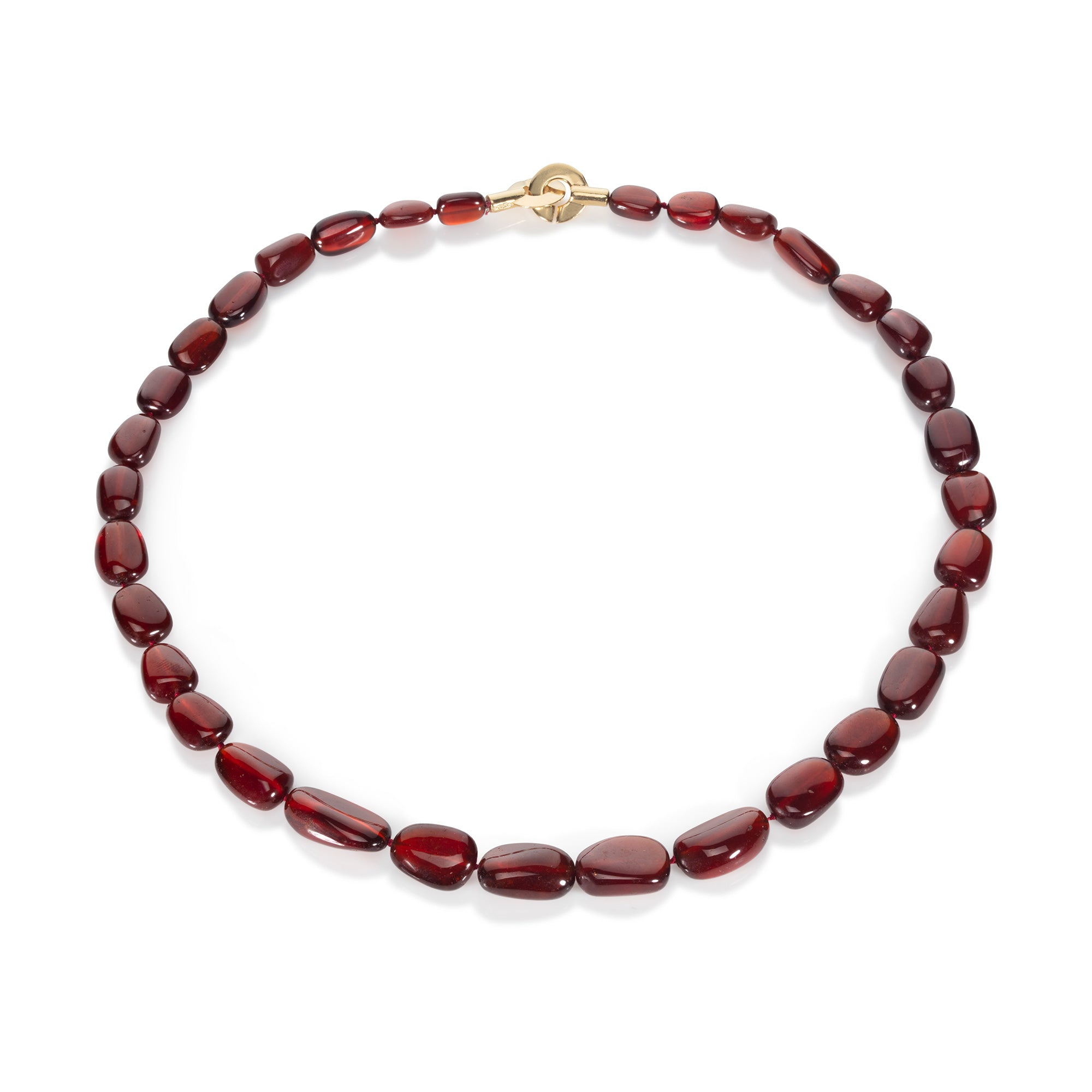 Garnet Cabochon Bead Necklace