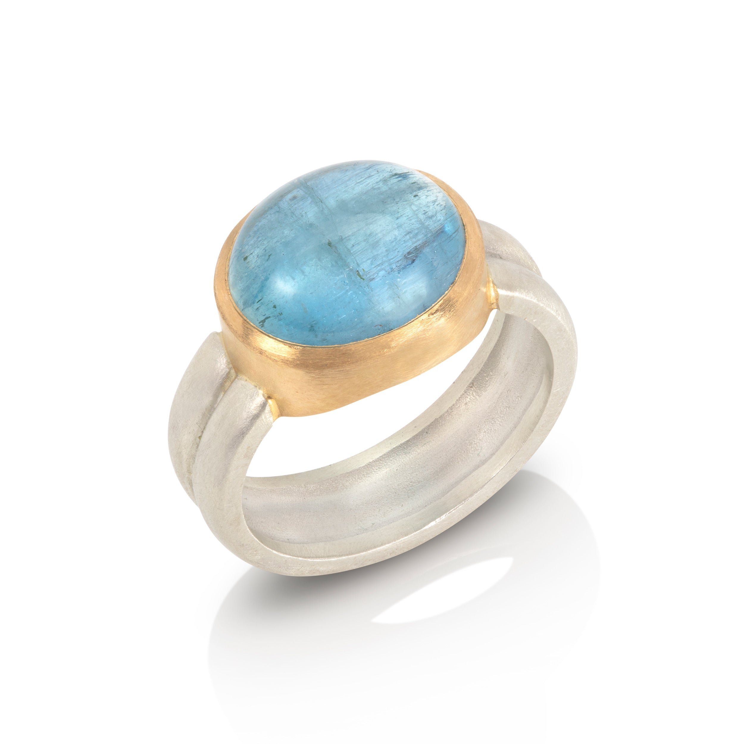 Aquamarine Ring with Contrasting Ridged Shank