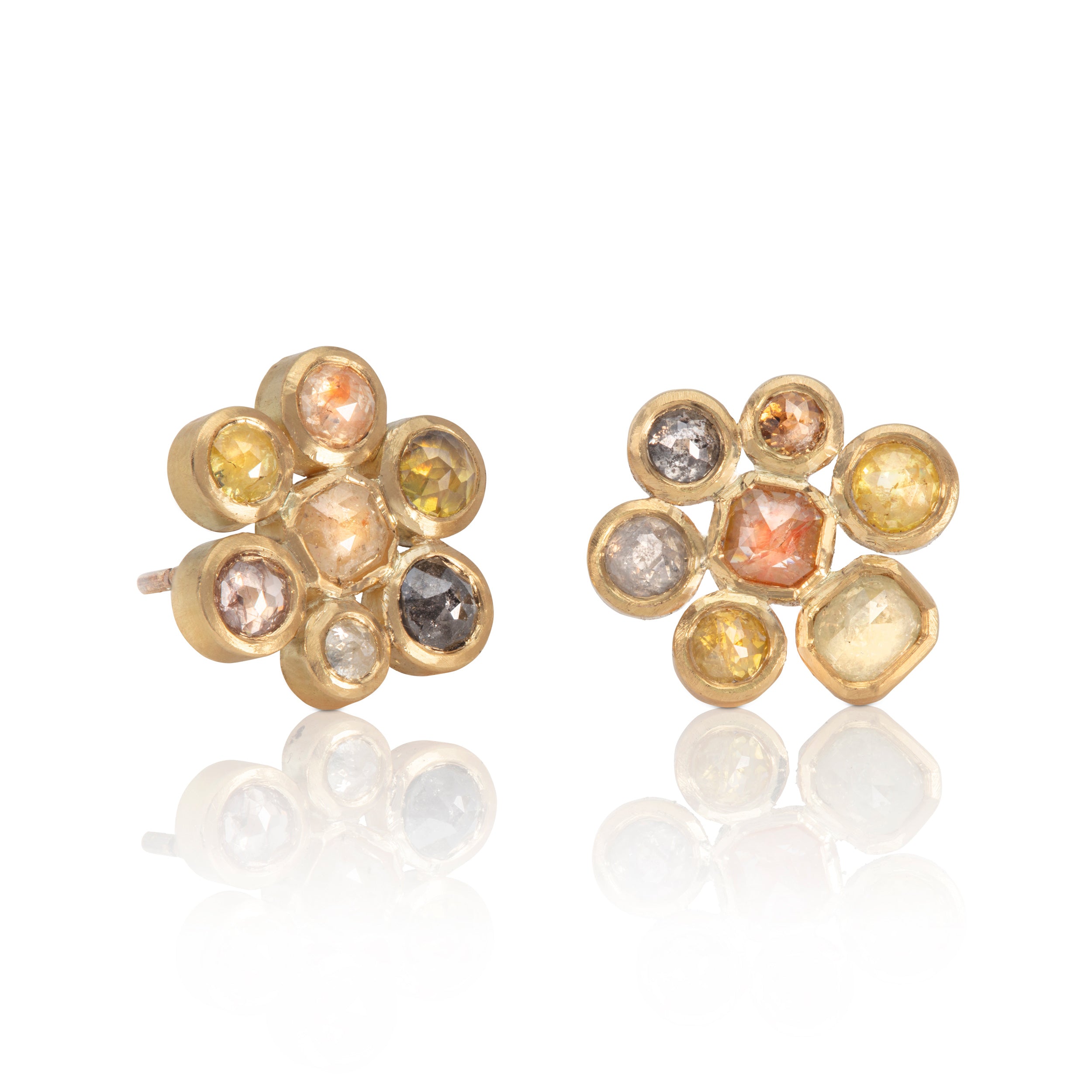 Rose Cut Diamond Cluster Earrings