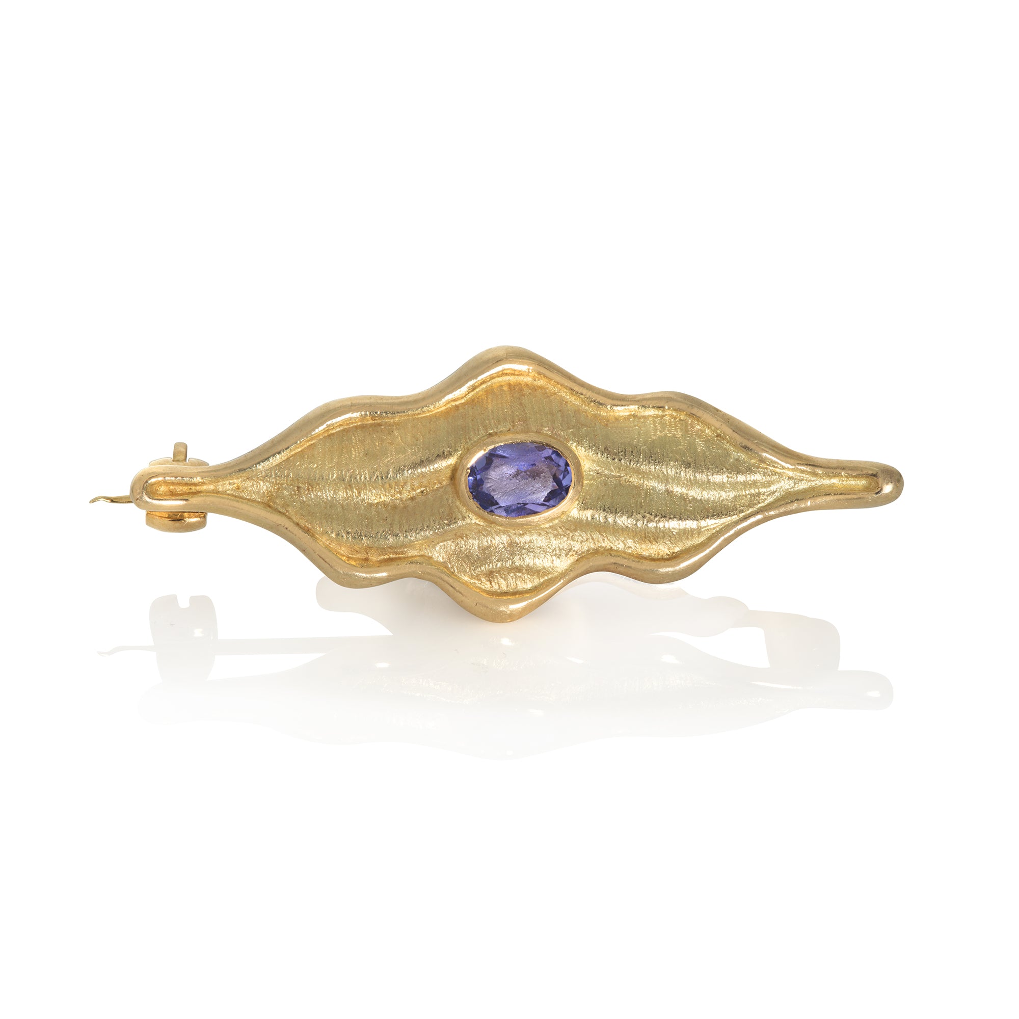 Sand Ripples Tanzanite and Gold Brooch