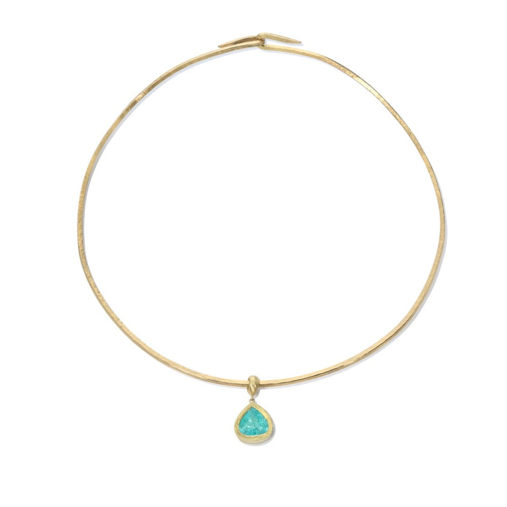 Paraiba Tourmaline Trillion Pendant on Torque