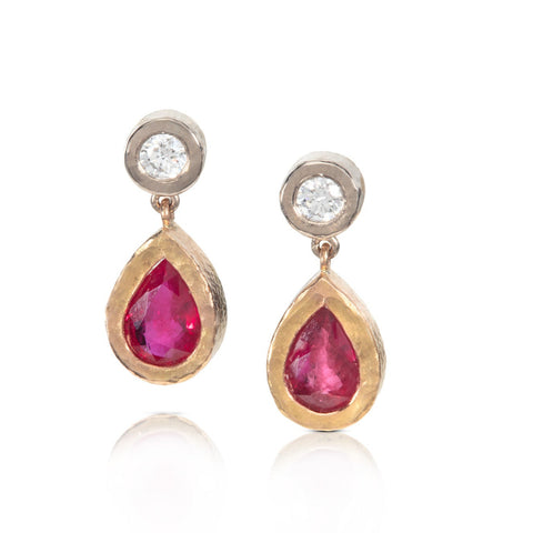 Coral and Peridot Stud Earrings