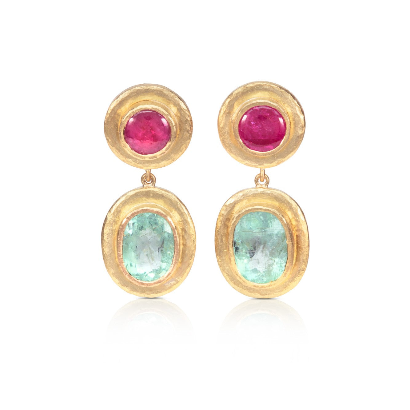Ruby and Paraiba Tourmaline Drop Earrings