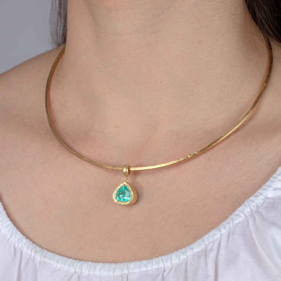 Paraiba Tourmaline Trillion Pendant on Torque