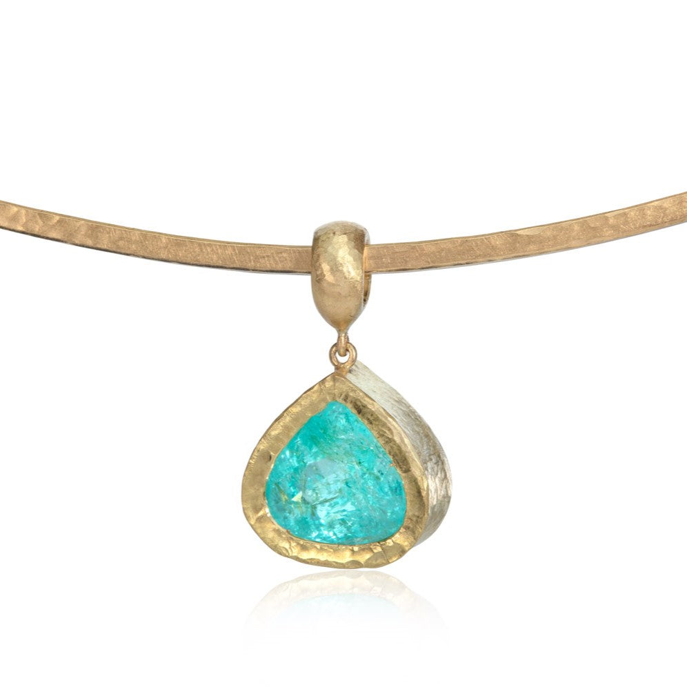 Paraiba Tourmaline Trillion Pendant on Torque