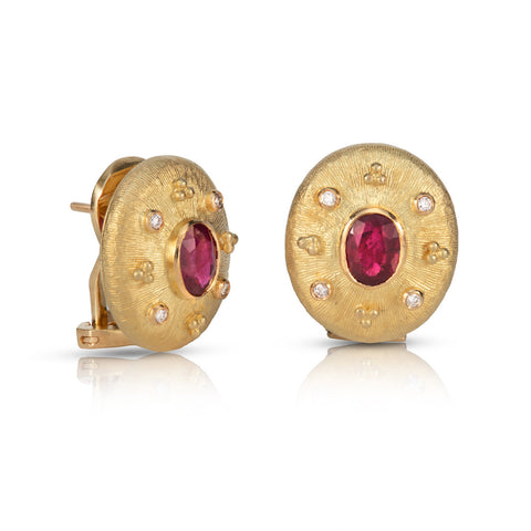 Ruby and Diamond Byzantine Earrings