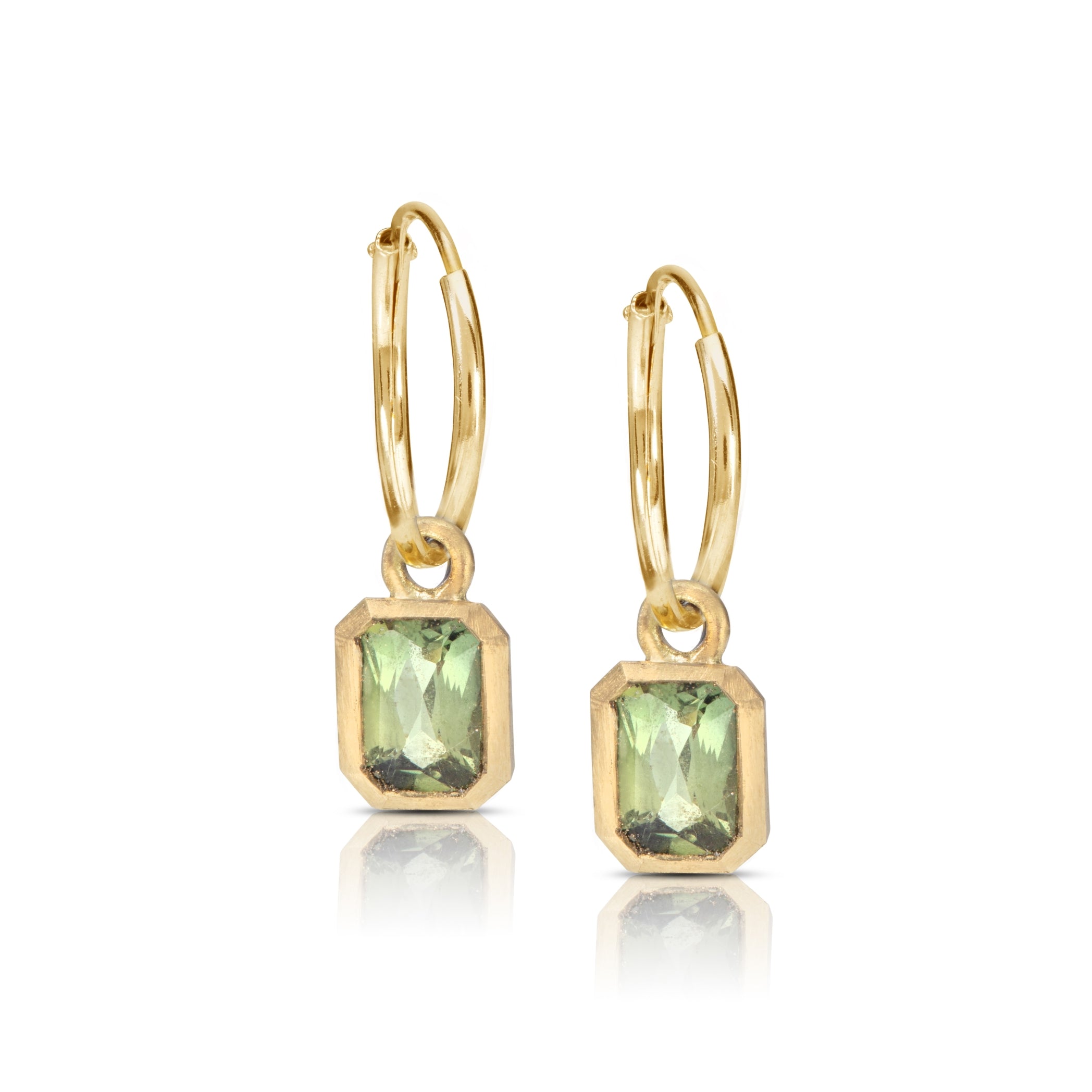 Green Sapphire Drops in Yellow Gold