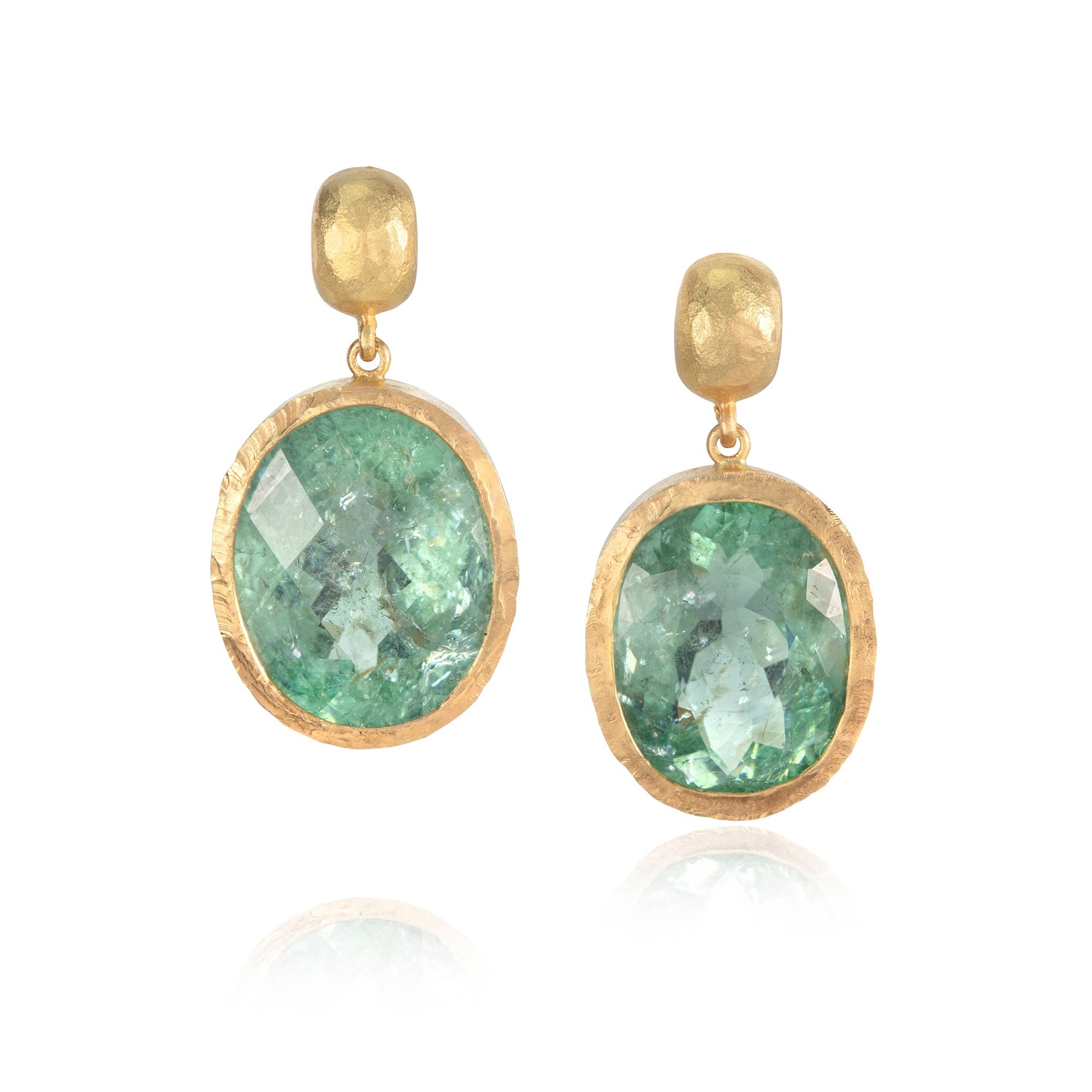 Large Paraiba Tourmaline Beaten Drop Earrings