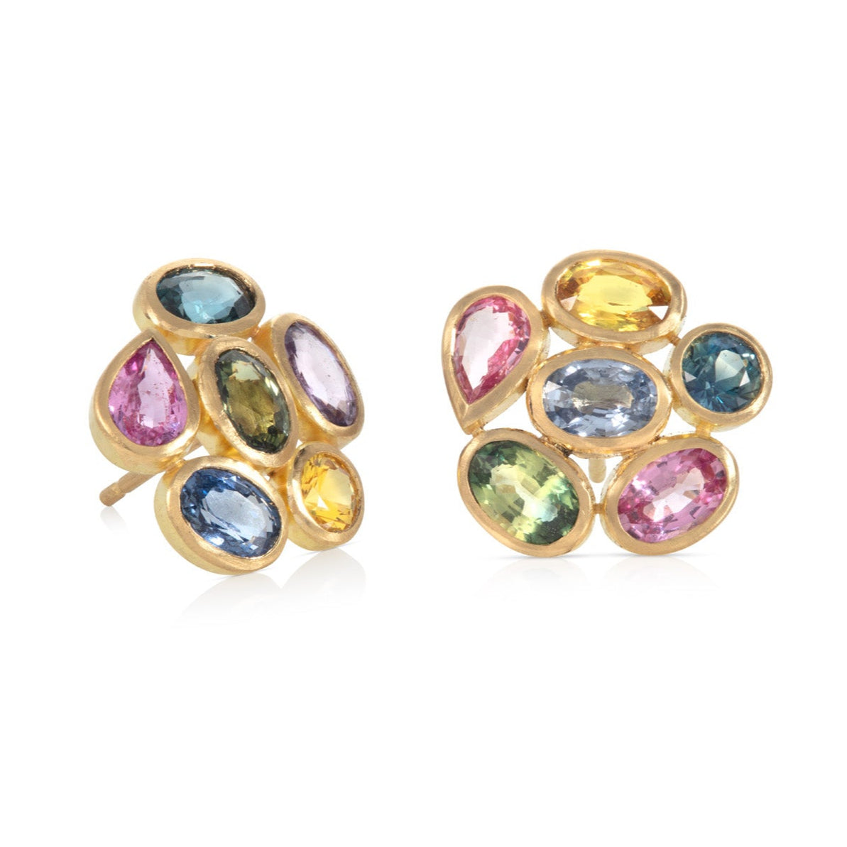 Sapphire Flower Stud Earrings