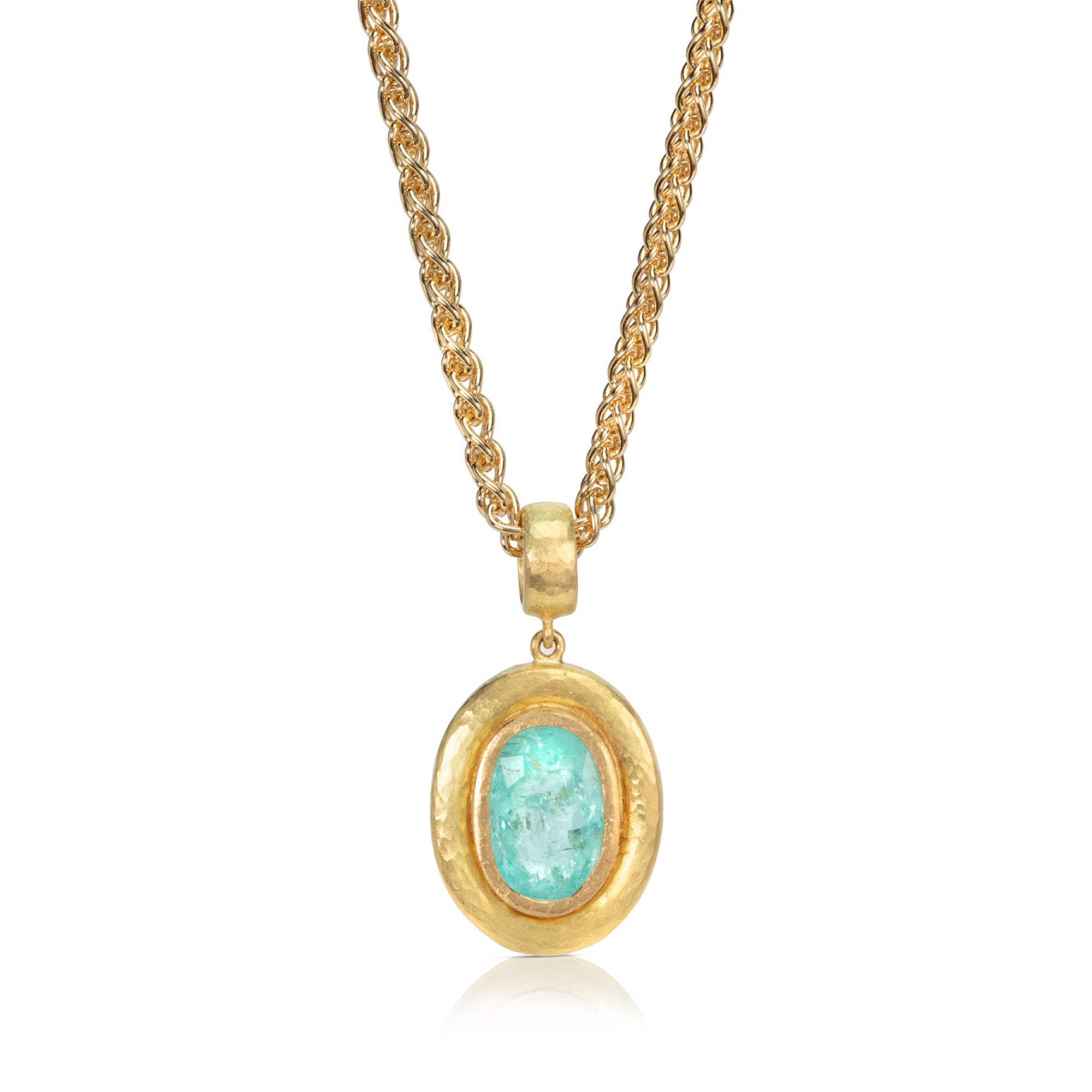 Large Beaten Paraiba Tourmaline Pendant