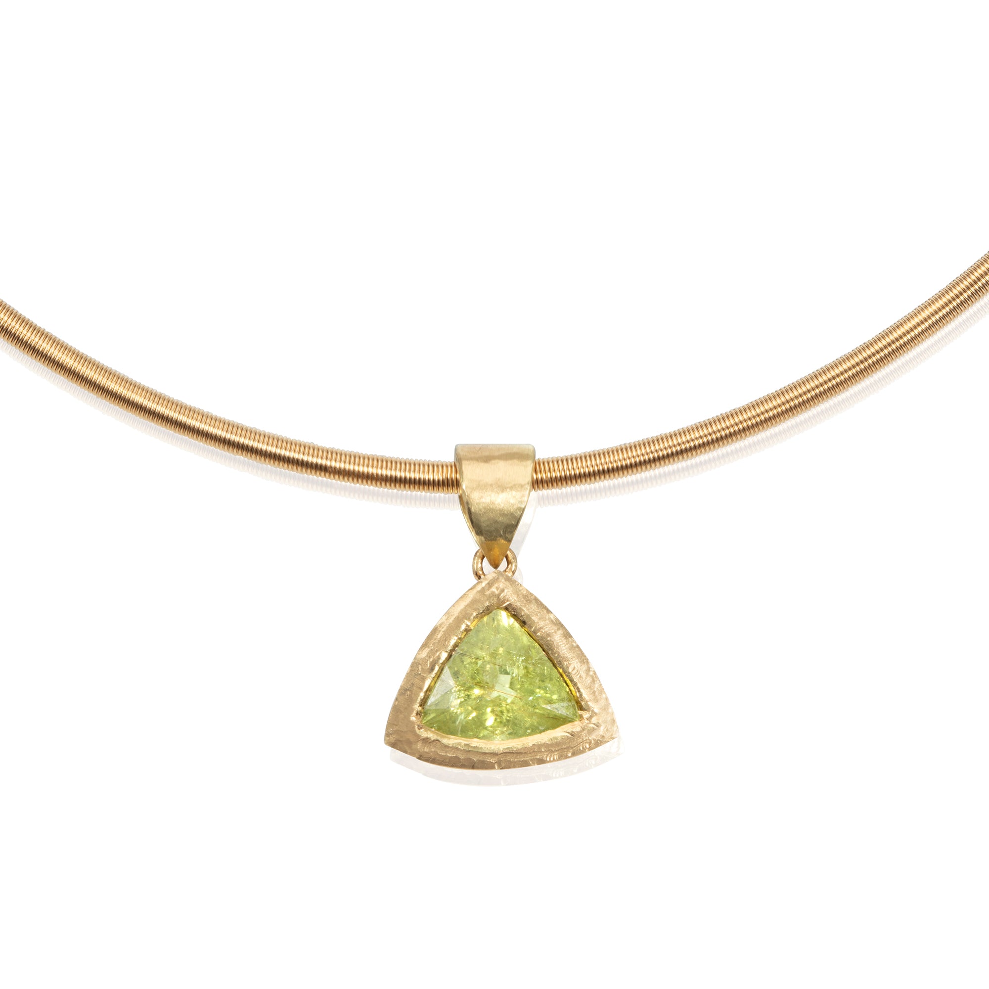 Trillion Cut Paraiba Tourmaline Beaten Pendant