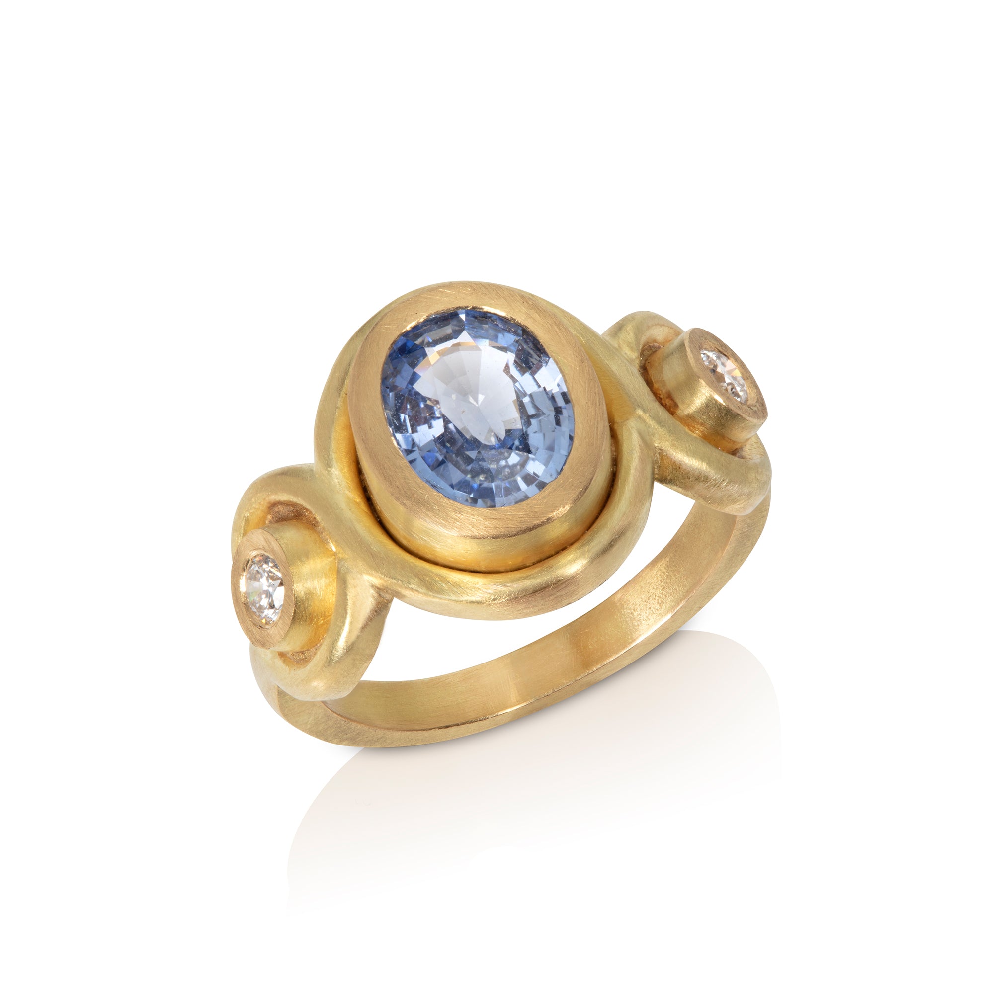 Sapphire and Diamond Cross Over Ring