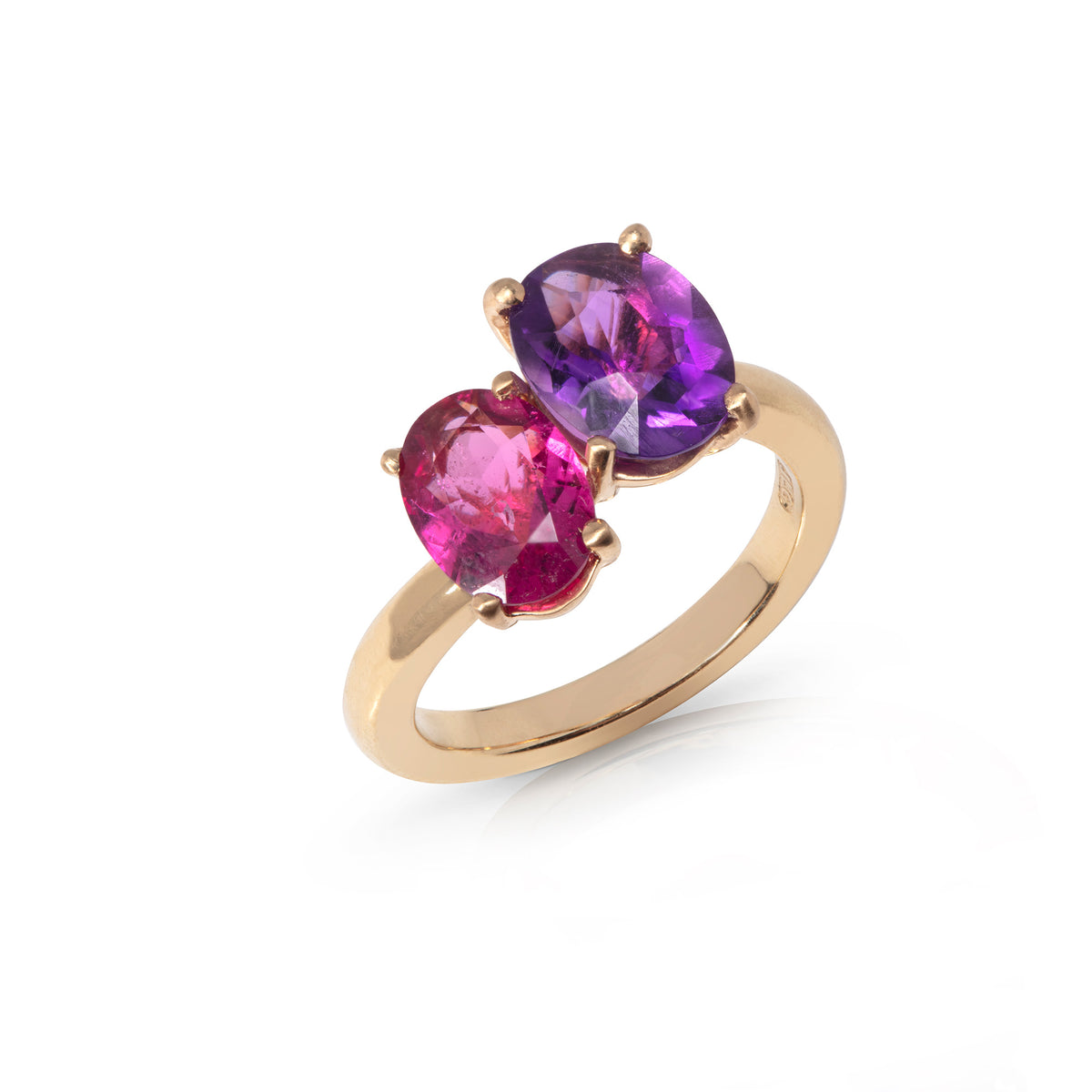 Toi et Moi Amethyst and Tourmaline Ring