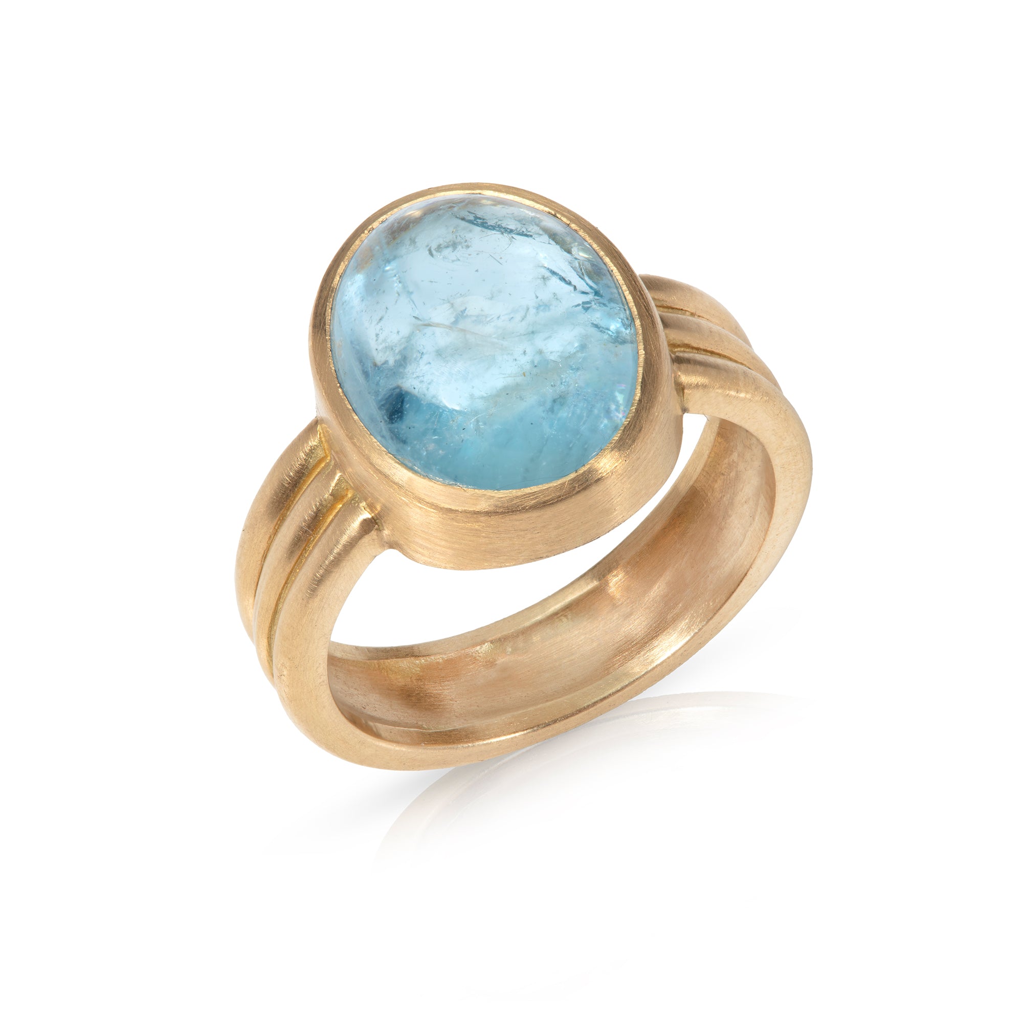 Aquamarine Ring with Ridged Shank