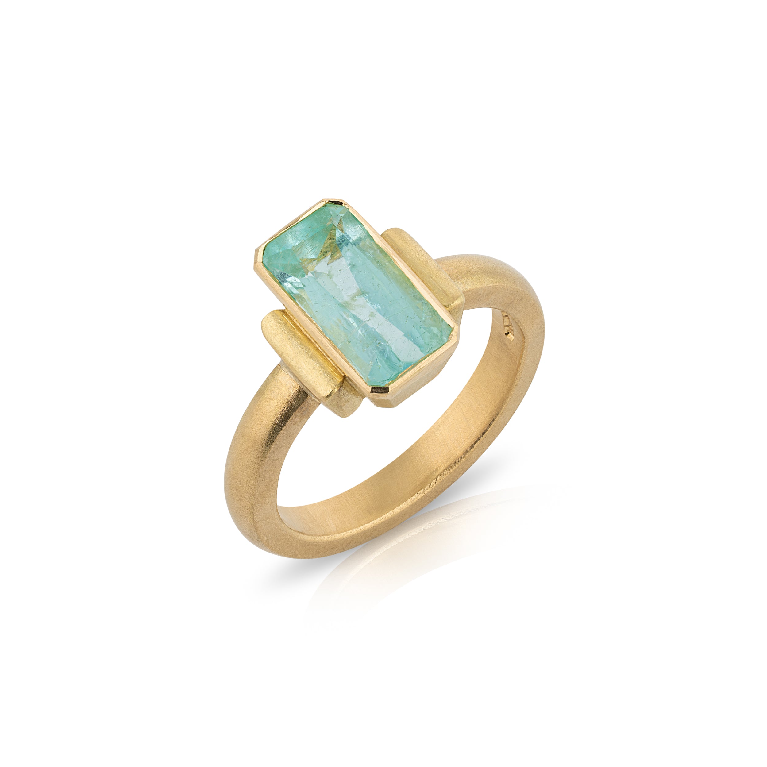 Emerald-Cut Paraiba Tourmaline Ring with Rectangular Shoulders