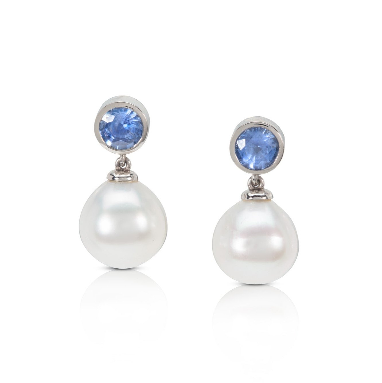 Sapphire & South Sea Pearl Drop Earrings