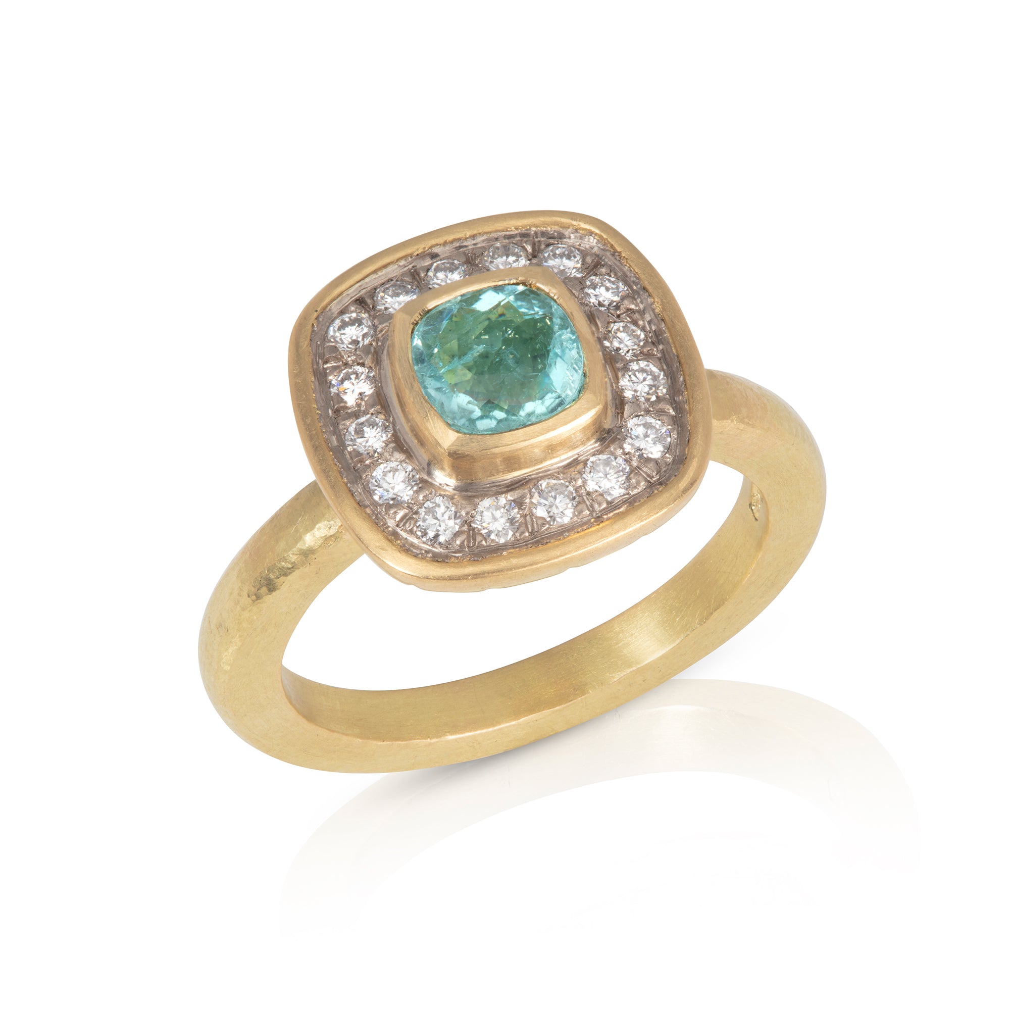Paraiba Tourmaline and Pavé-Set Diamond Cluster Ring