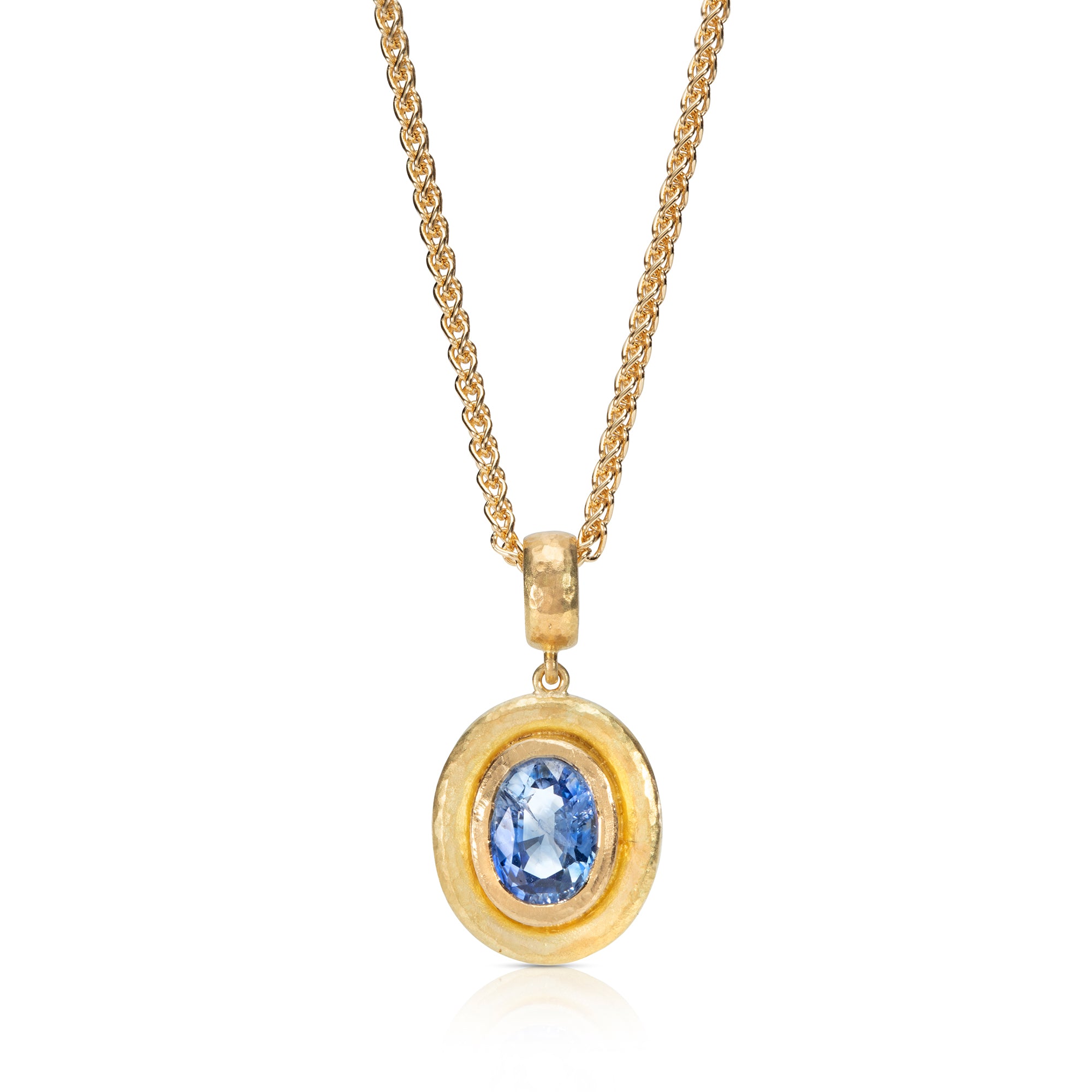 Blue Sapphire Beaten Pendant