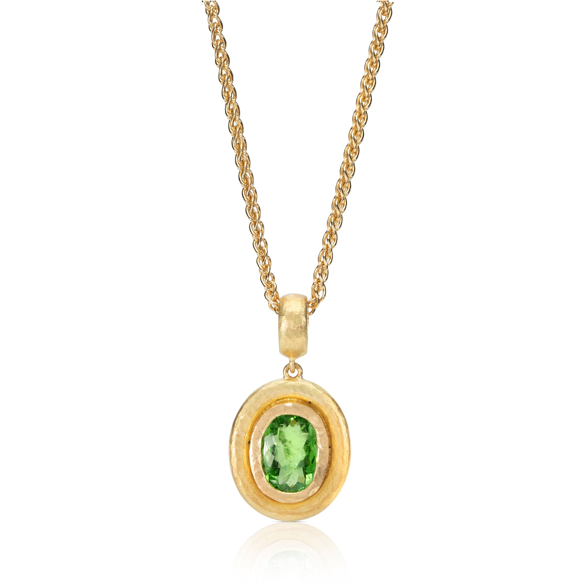 Green Paraiba Tourmaline Beaten Pendant