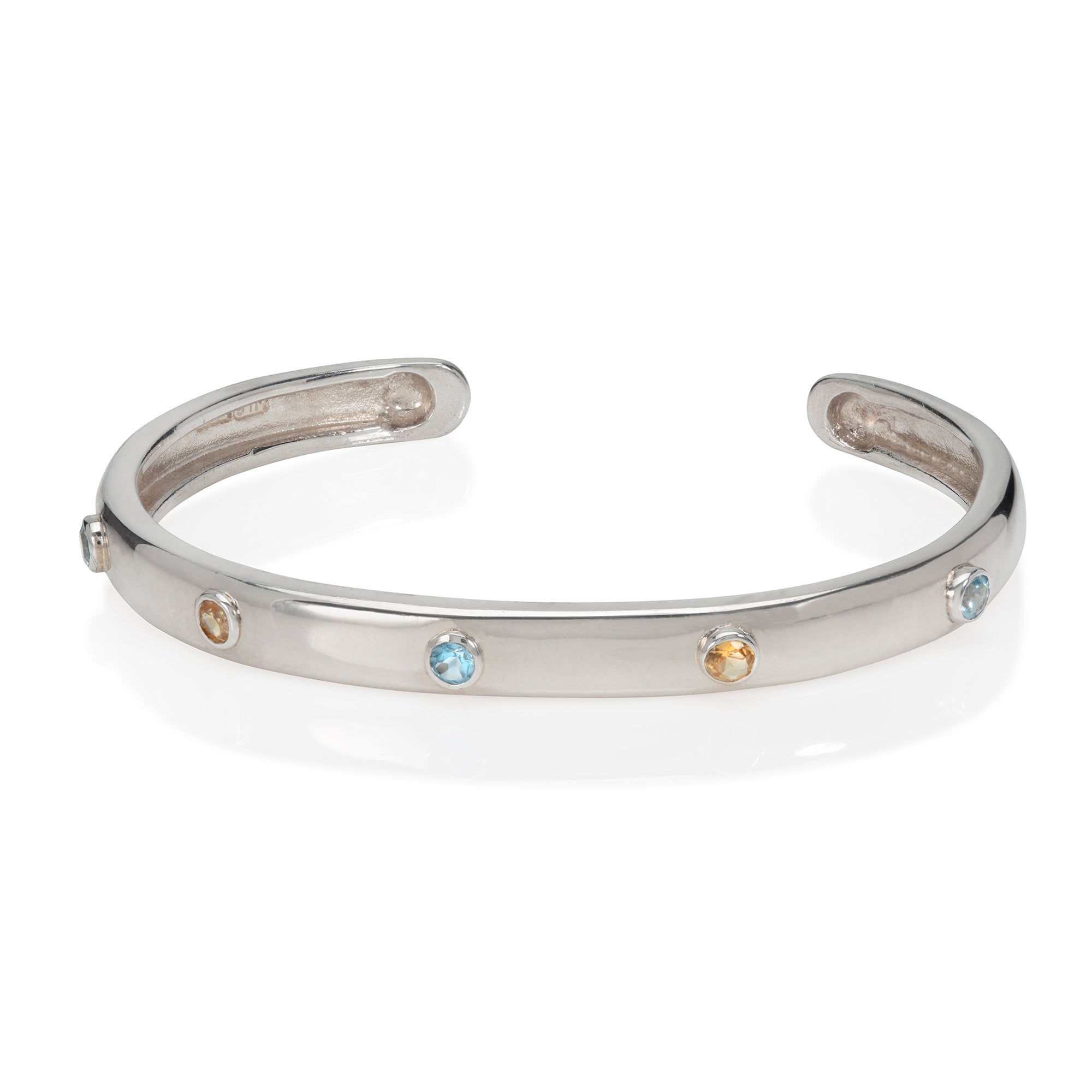 Silver, Blue Topaz and Citrine Bangle
