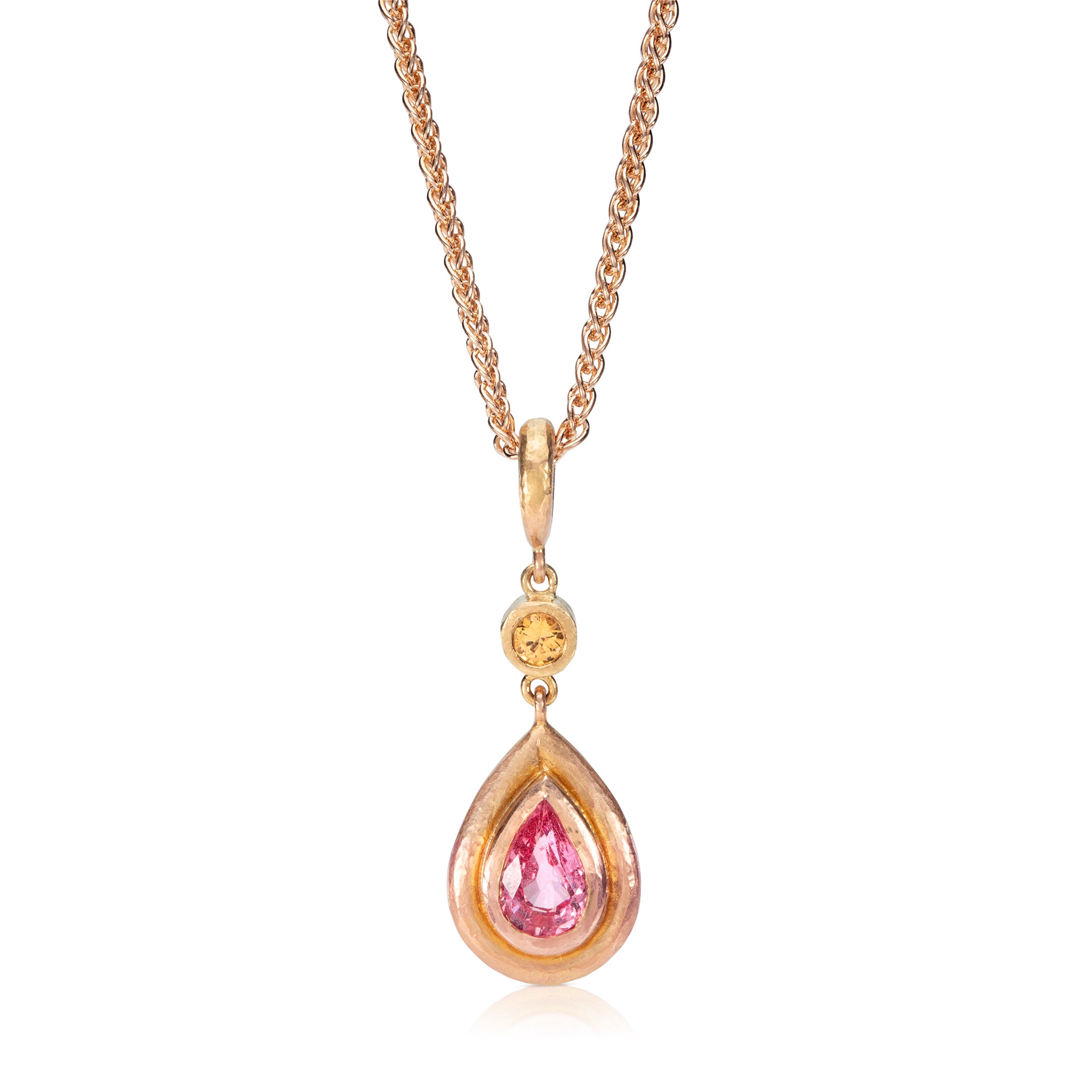 Padparadscha Sapphire and Yellow Diamond Pendant