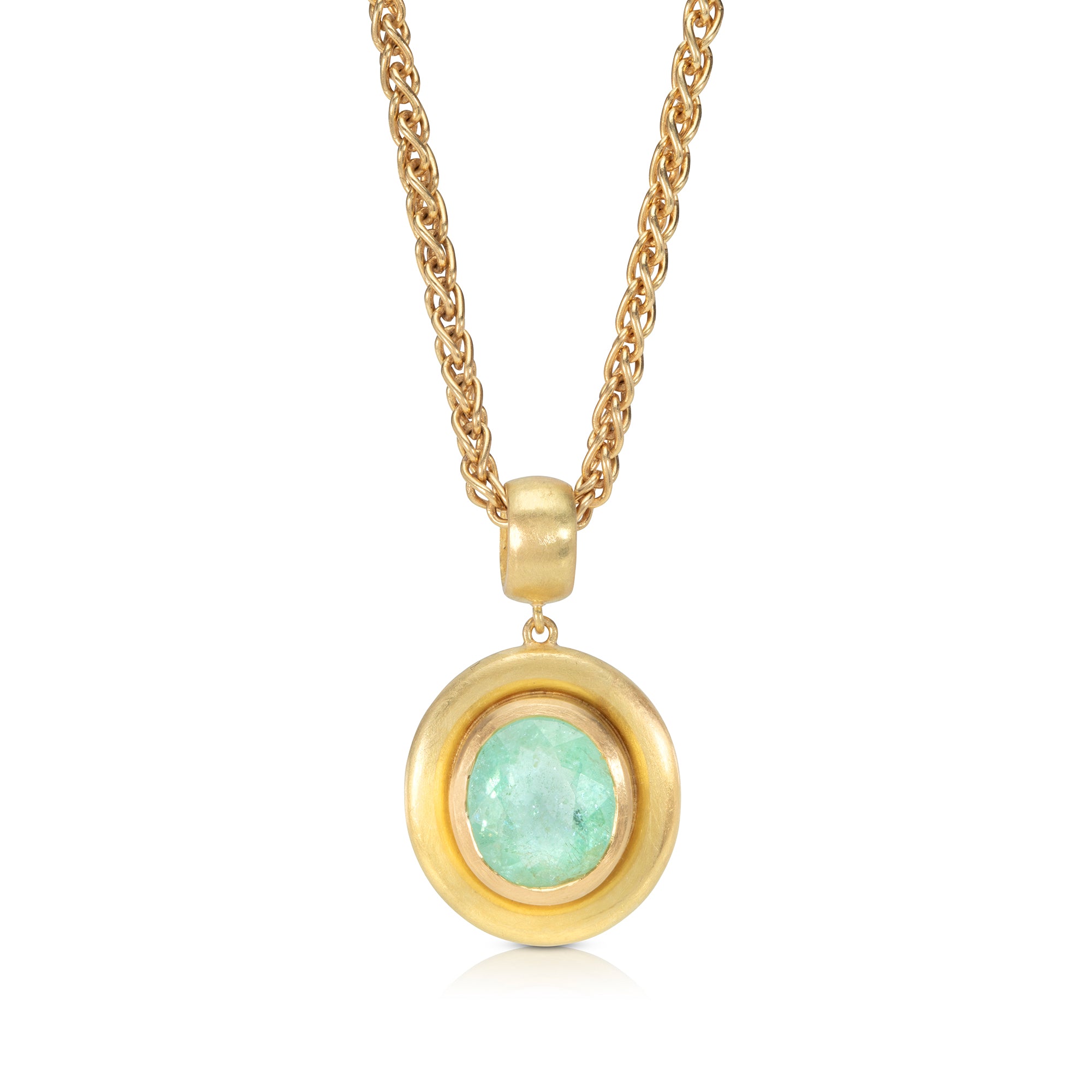 Large Oval Paraiba Tourmaline Pendant with Matte Finish