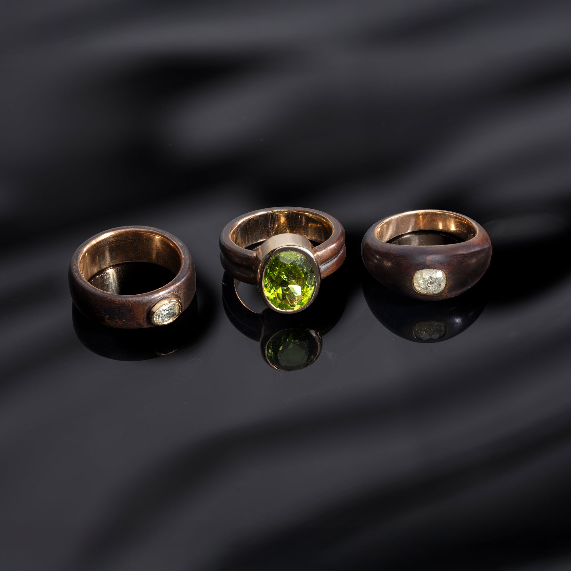 Bronze Gypsy-Set Diamond Ring