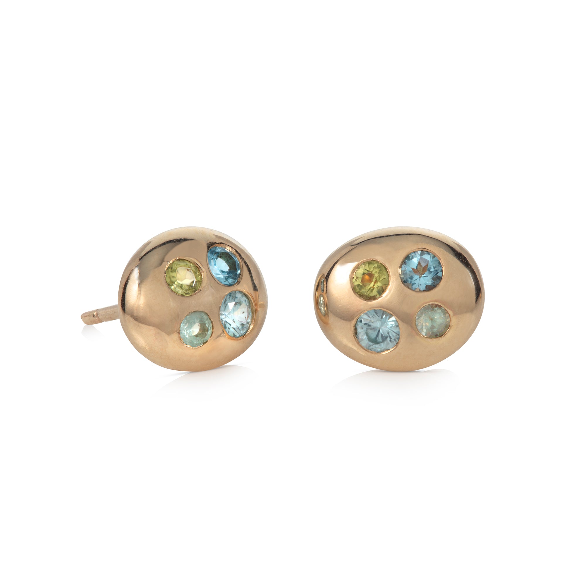 Mini Pebble Blue Multi-Stone Stud Earrings