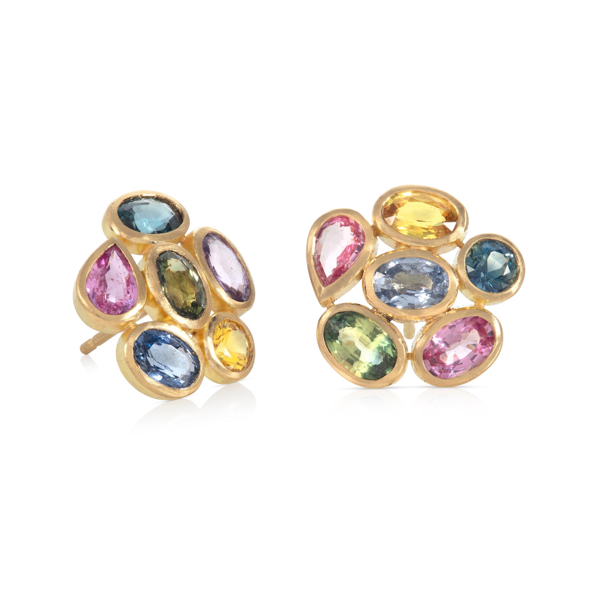 Sapphire Flower Stud Earrings