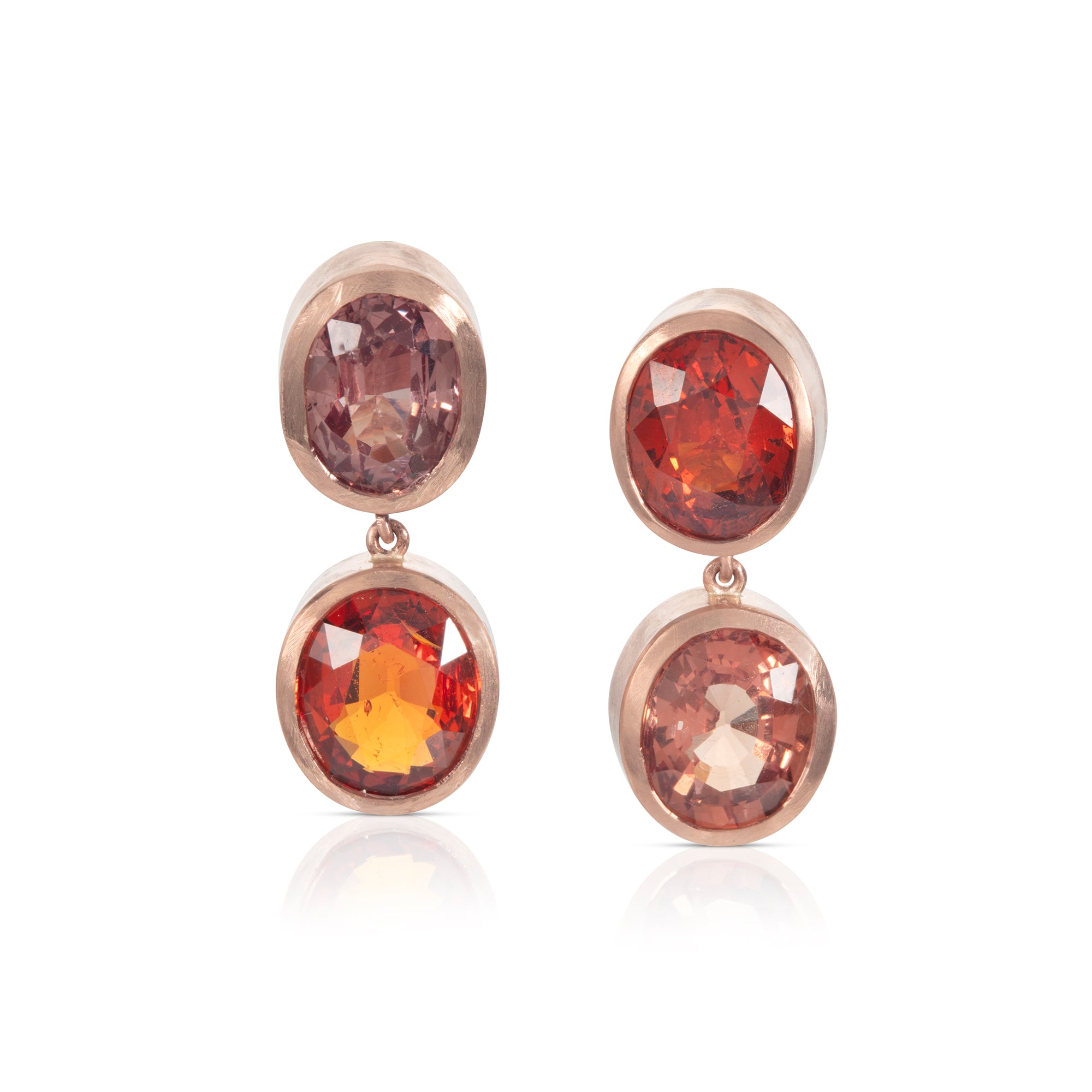 Garnet Drop Earrings in Red Gold