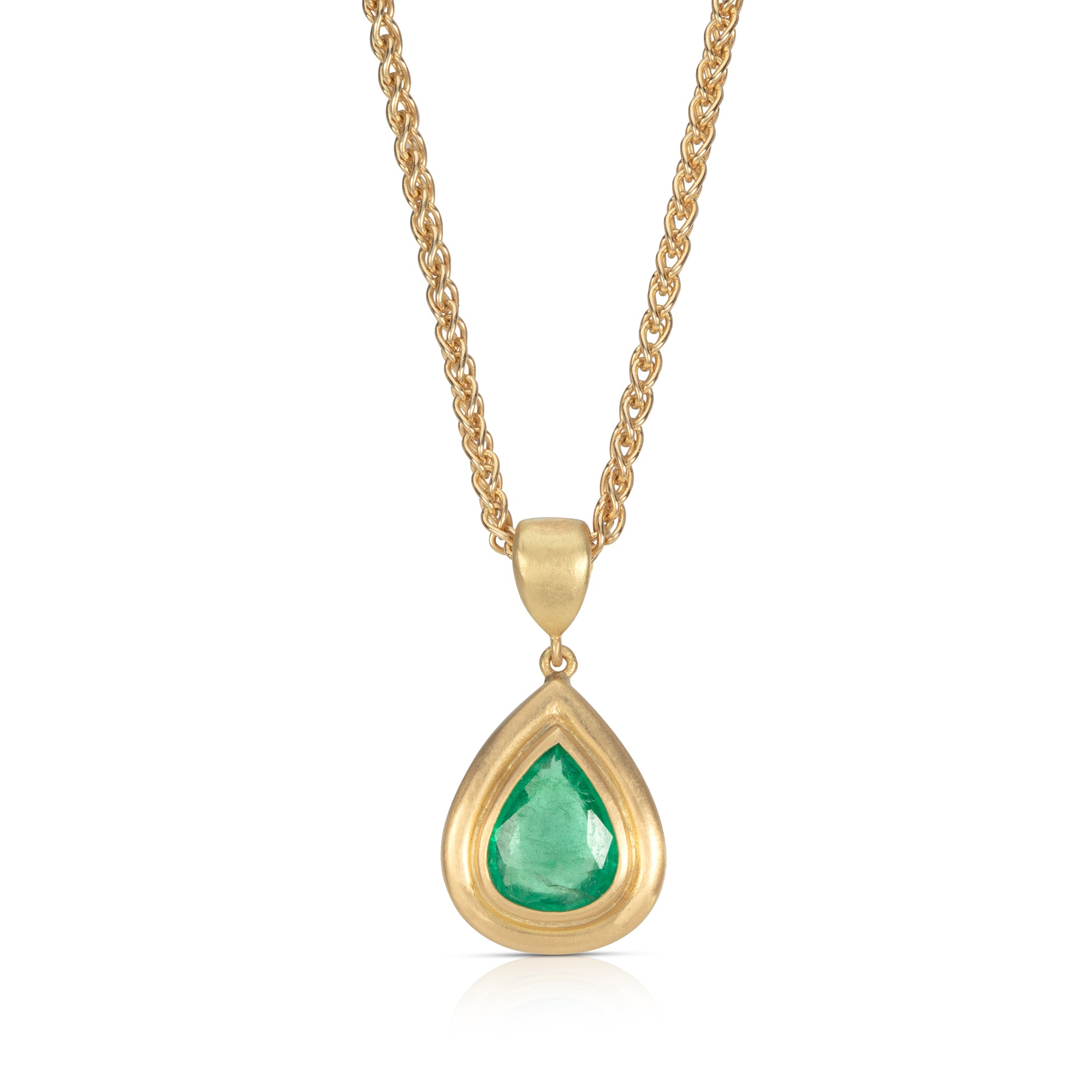 Double Band Teardrop Emerald Pendant