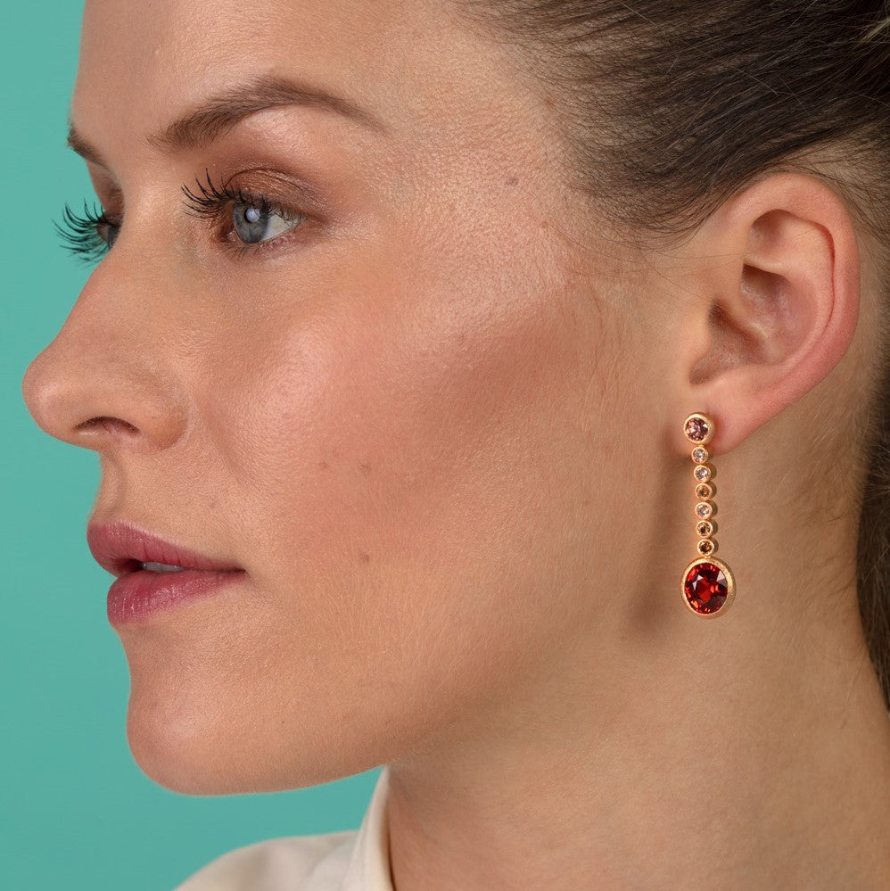 Mandarin Garnet Dramatic Drop Earrings