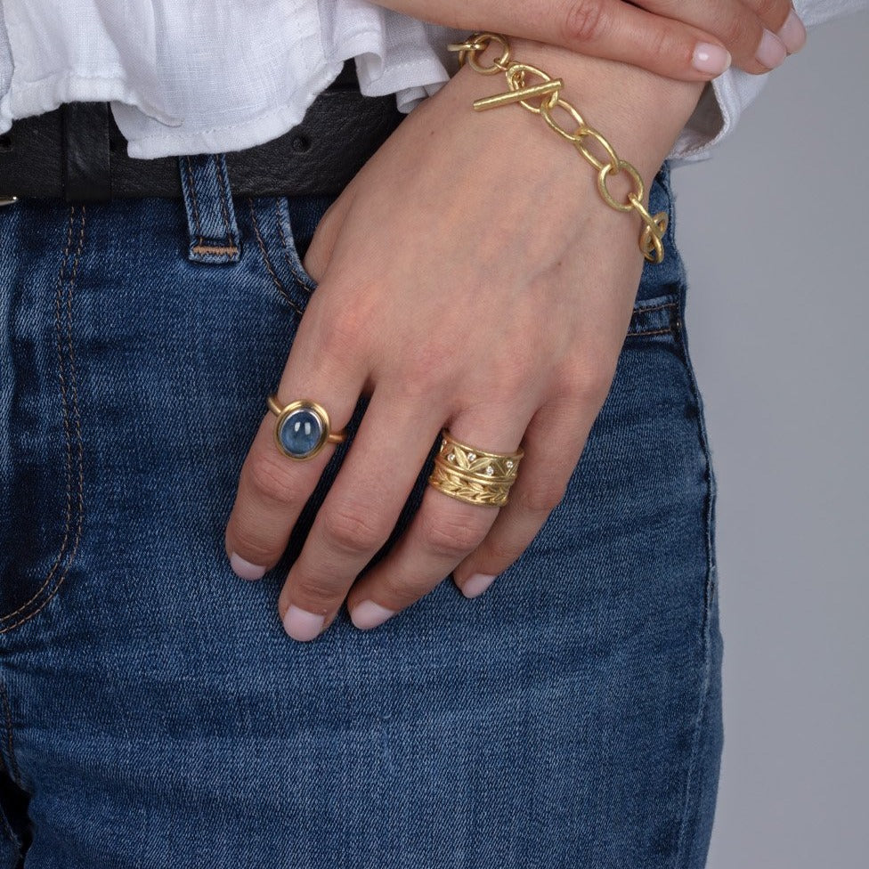 Gold jewellery on a model